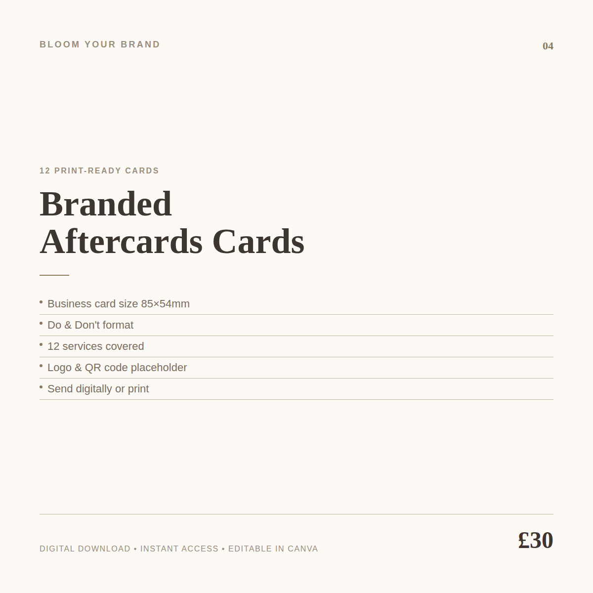 Aftercare Cards — Print-Ready for Every Service