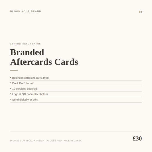 Aftercare Cards — Print-Ready for Every Service